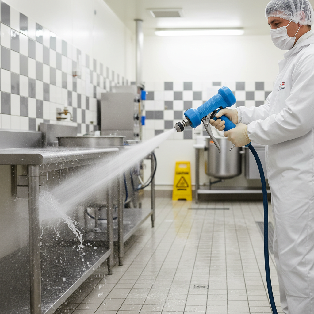 Premium Sterilisable Wash Down Water Gun with Stainless Steel Body and Viton Seals for Infection Control and Cleanliness
