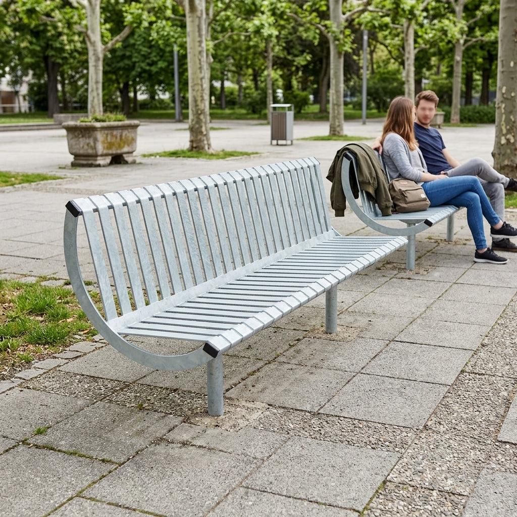 1800mm Steel Seat Bench with Back | Street Furniture