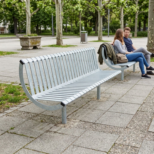 1800mm Steel Seat Bench with Back | Street Furniture