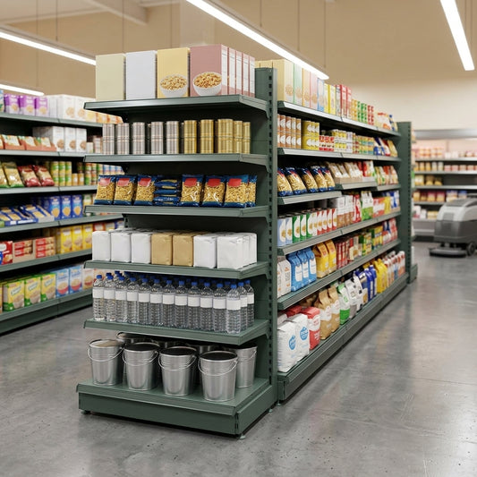 1.4m High Double-Sided Gondola Bay 470mm Base Shelf 370mm Uppers