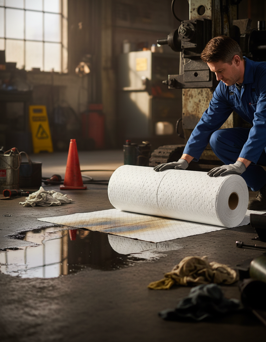 Oil Selective Absorbent Roll - OSR1-80 || Absorbs 80ltr Per Pack of 1 Roll