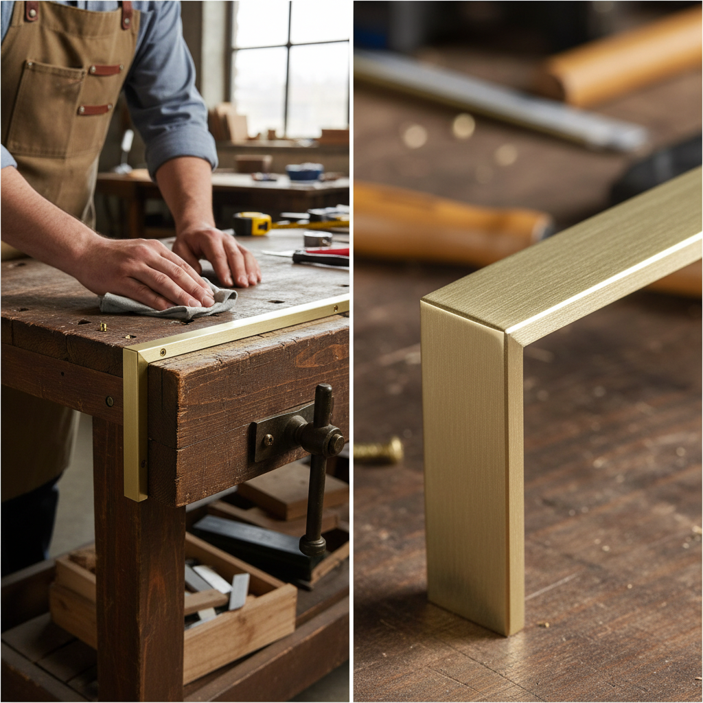 Premium Brushed Polished Brass Unequal Angle 25.4mm x 19mm x 3.2mm with High Corrosion Resistance for Decorative Applications