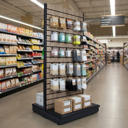 2.4m High Wood Effect Gondola Display Bay, 570mm Base Shelf