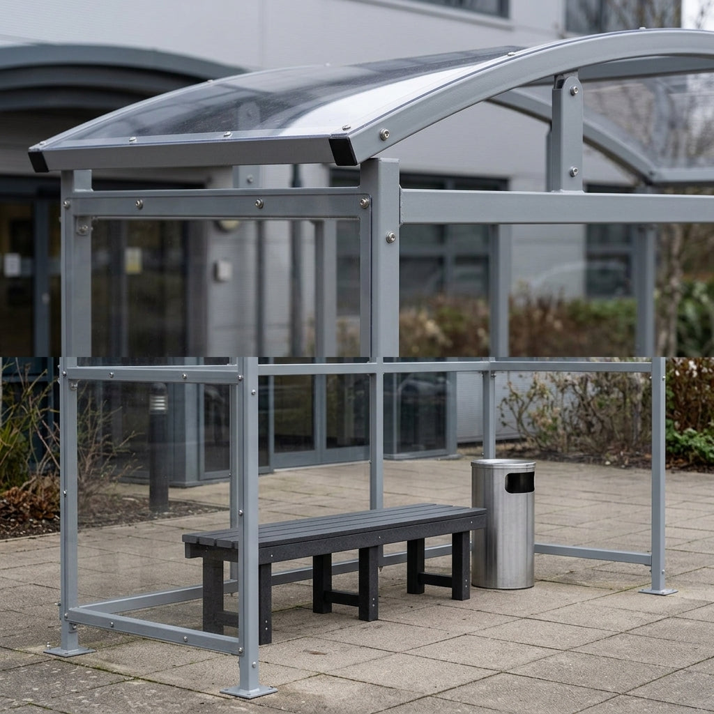 3m wide EV charger shelter with PETG roof – 1–5m lengths (view 2)