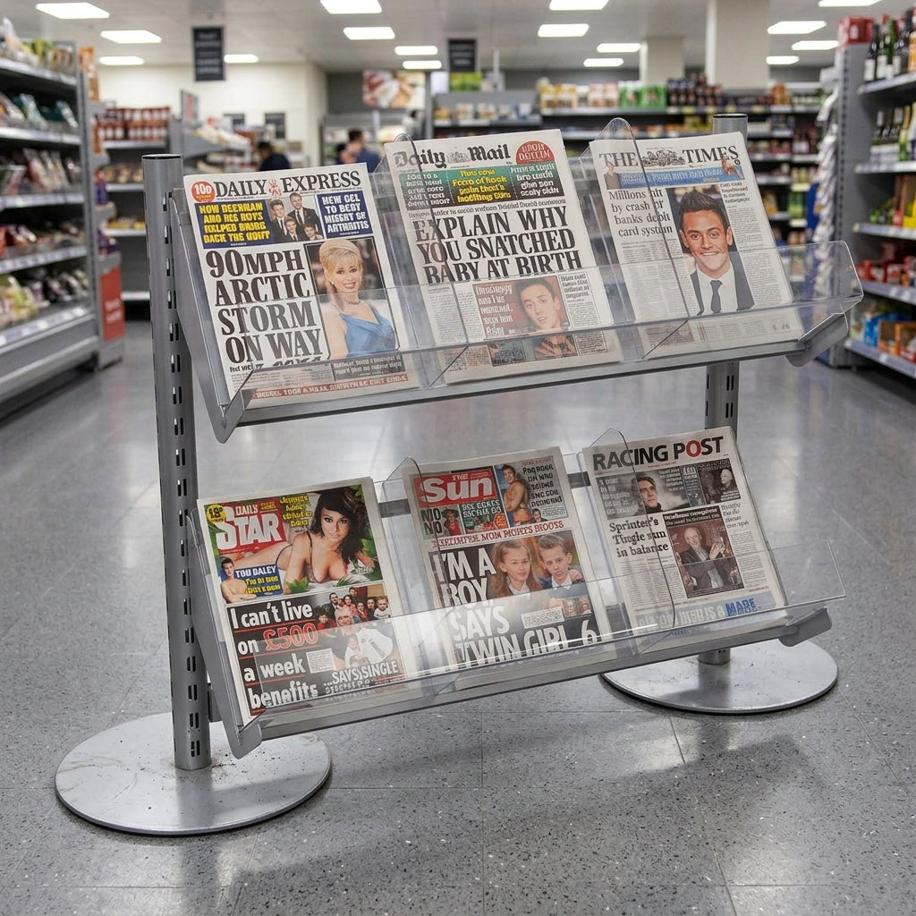 1000mm Standard Bay & Newspaper Shelves Merchandising System (view 2)