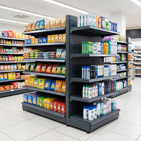 2.4m Gondola Bay 570mm Base Shelf 470mm Uppers Display Unit