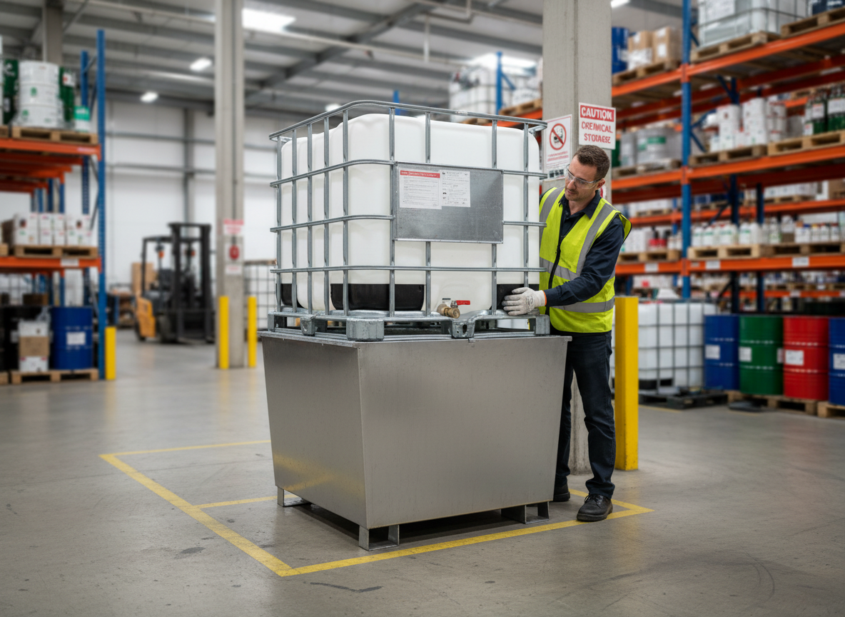 Single IBC Spill Pallet - Galvanised Steel - GSP1IBC || 1100ltr Sump Capacity