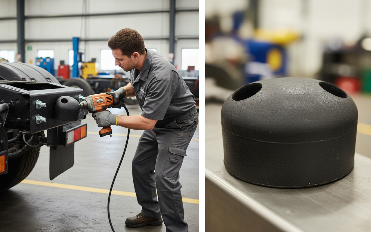 Premium Heavy Duty Rubber HGV Bumper for Trailers - 65 x 33 x 52 mm - High-Quality Professional Grade for Industrial and Commercial Applications