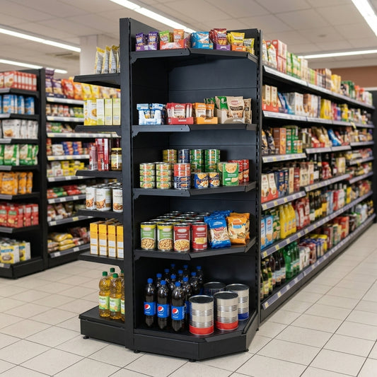 1.6m Corner Shelving Bay with 300mm Base & 250mm Upper Shelves