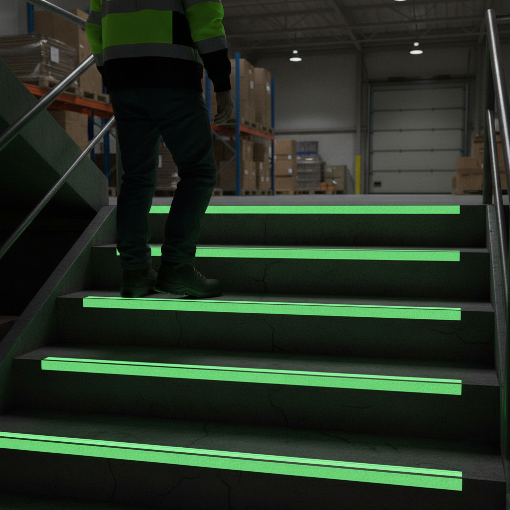 Premium Photoluminescent Glow in the Dark Anti-Slip Tape Roll for Safety Marking - Custom Sizes Available