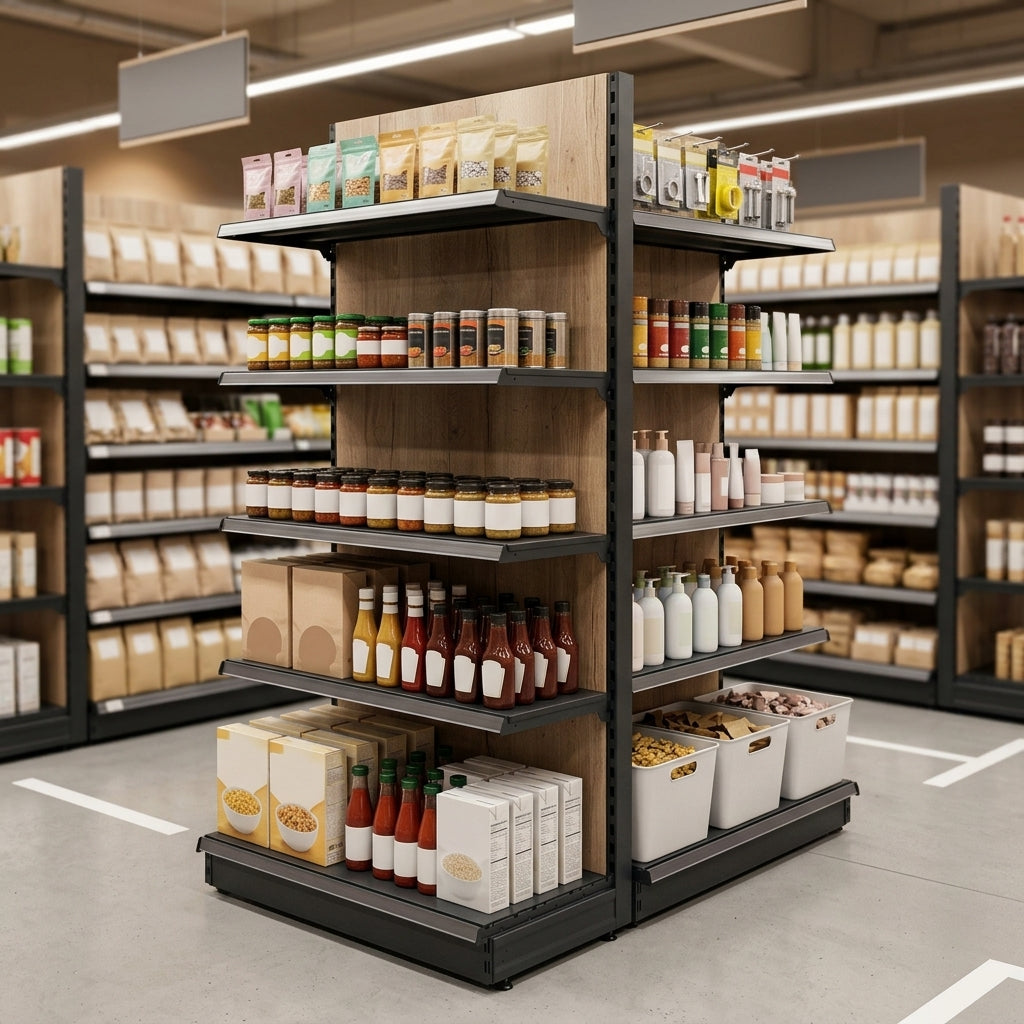 2.1m Wood Effect End Bay Shelving – 500–1000mm Wide
