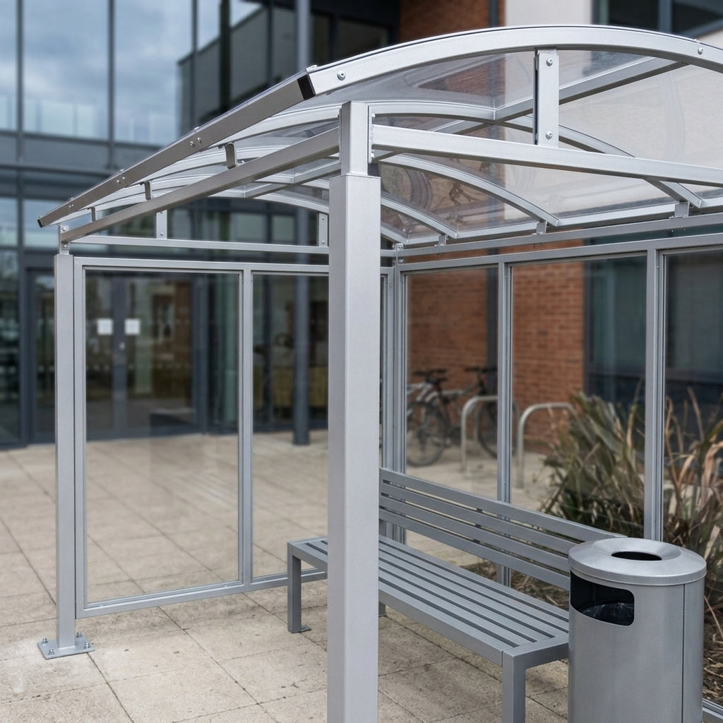 3m wide multi-purpose shelter with curved PETG roof, 1-5m lengths (view 2)