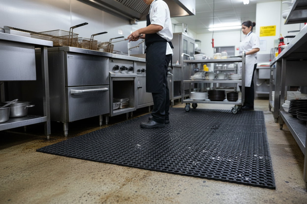 Heavy Duty Rubber Anti-Slip Matting – 100 x 150cm with Excellent Drainage and Optional Branding Inserts