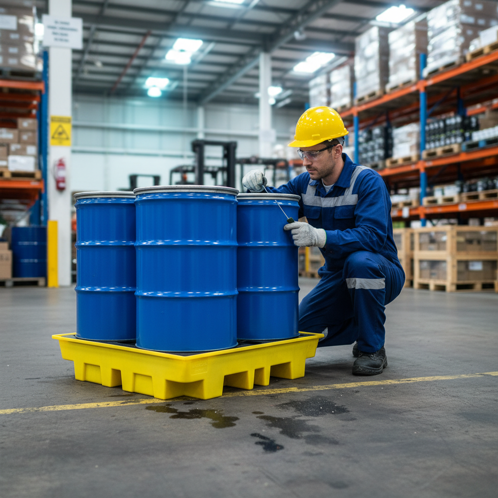Low Profile Plastic 4 Drum Spill Pallet - BP4L ||For 4 Drums