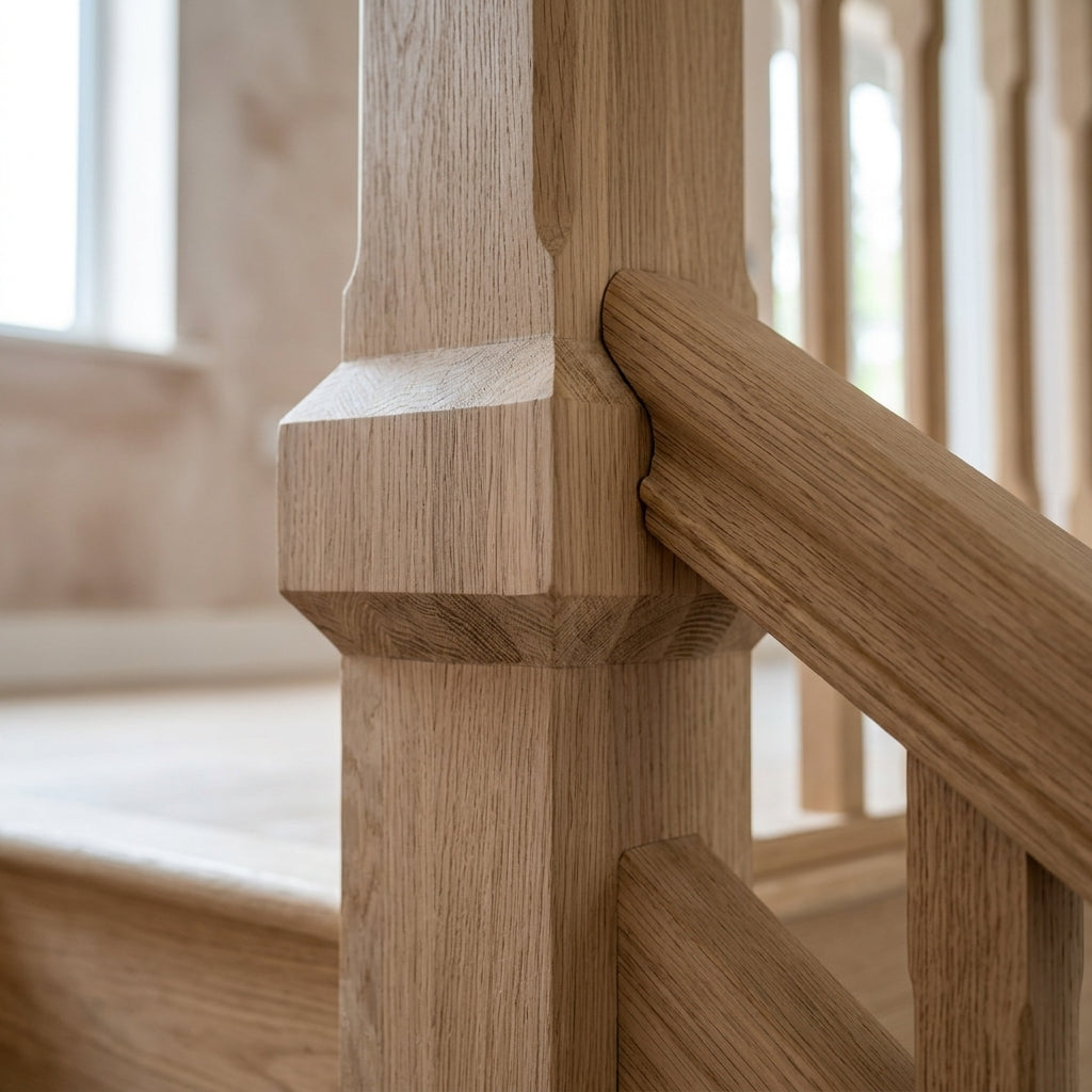 90mm x 90mm Solid Oak Plain Square Newel Post 1500mm (view 2)