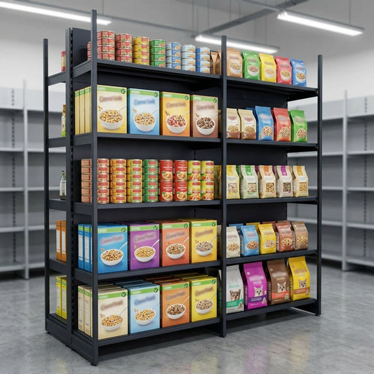 2.1m Double Posted Wall Shelving Bay with 5 × 300mm Shelves