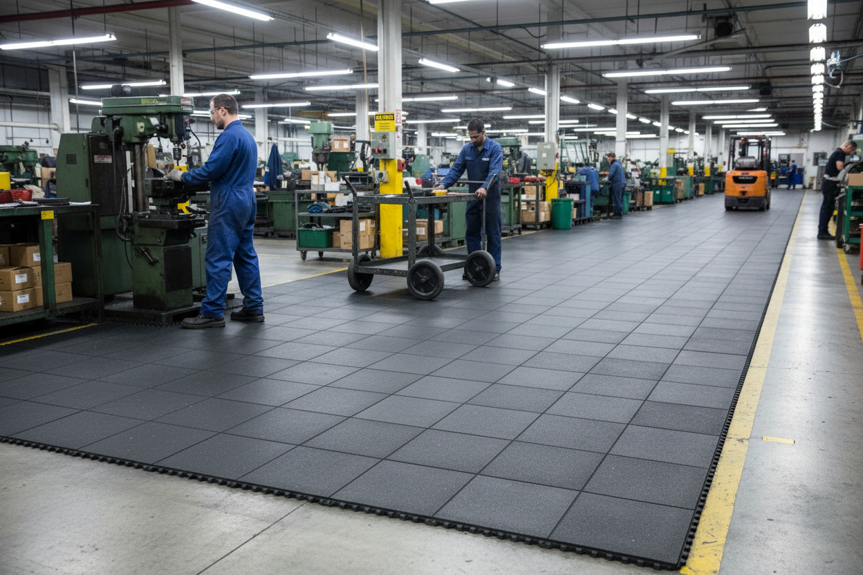 Premium Heavy Duty Anti-Fatigue Matting System with 100% Nitrile for Exceptional Ergonomic Comfort and Safety in Industrial Areas