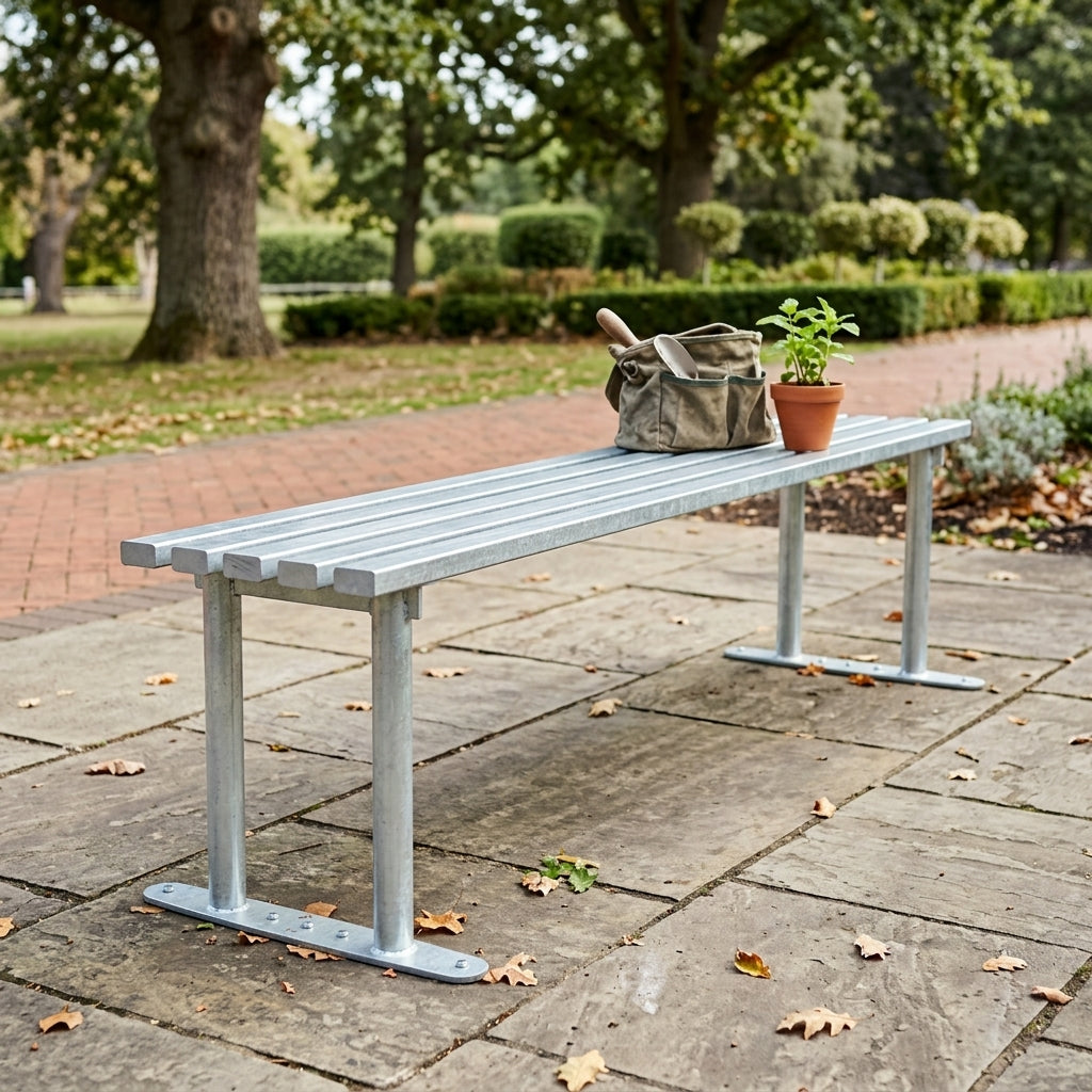 1800mm outdoor mild steel bench with galvanised finish