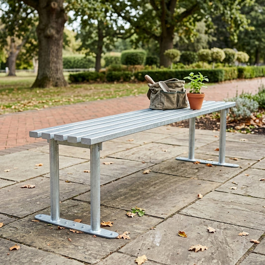 1800mm outdoor mild steel bench with galvanised finish