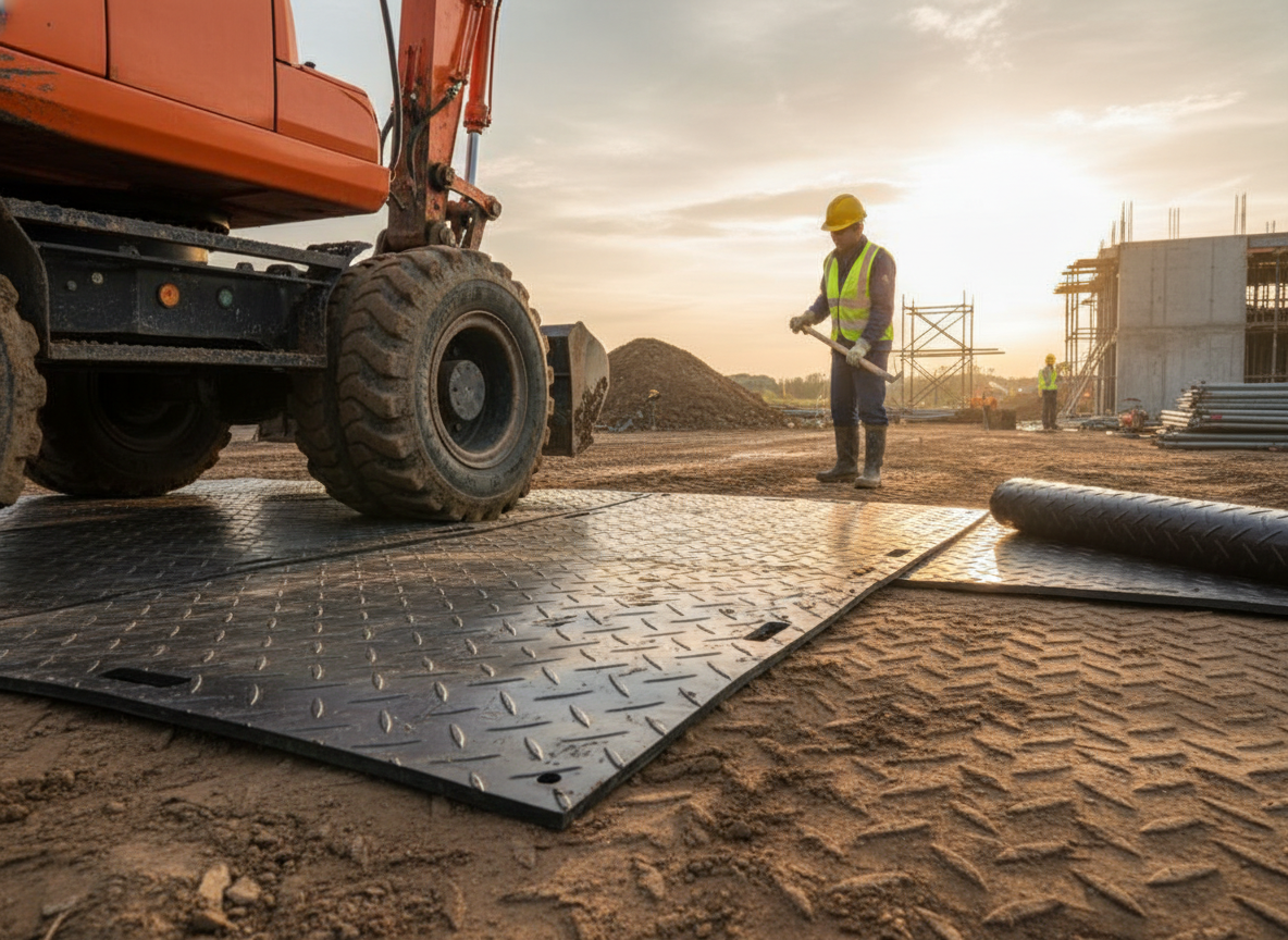 Heavy Duty Ground Mat 2440mm x 100mm x 12mm - 30 Tonnes Load Capacity with 28kg Weight for Industrial Use