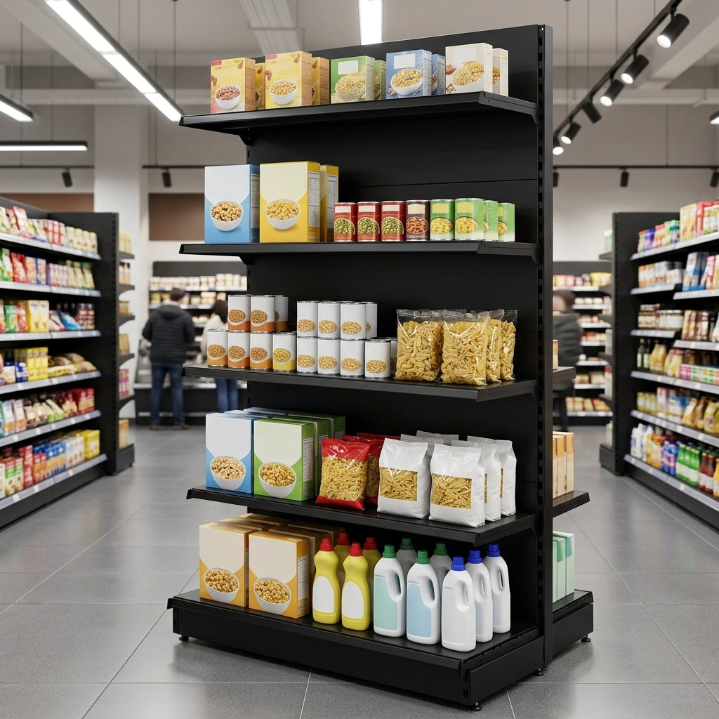 2.4m Wall Shelving Bay 570mm Base 470mm Uppers Retail Display