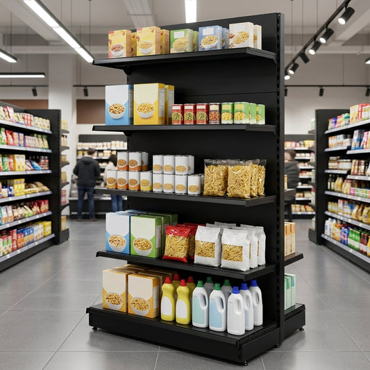 2.4m Wall Shelving Bay 570mm Base 470mm Uppers Retail Display