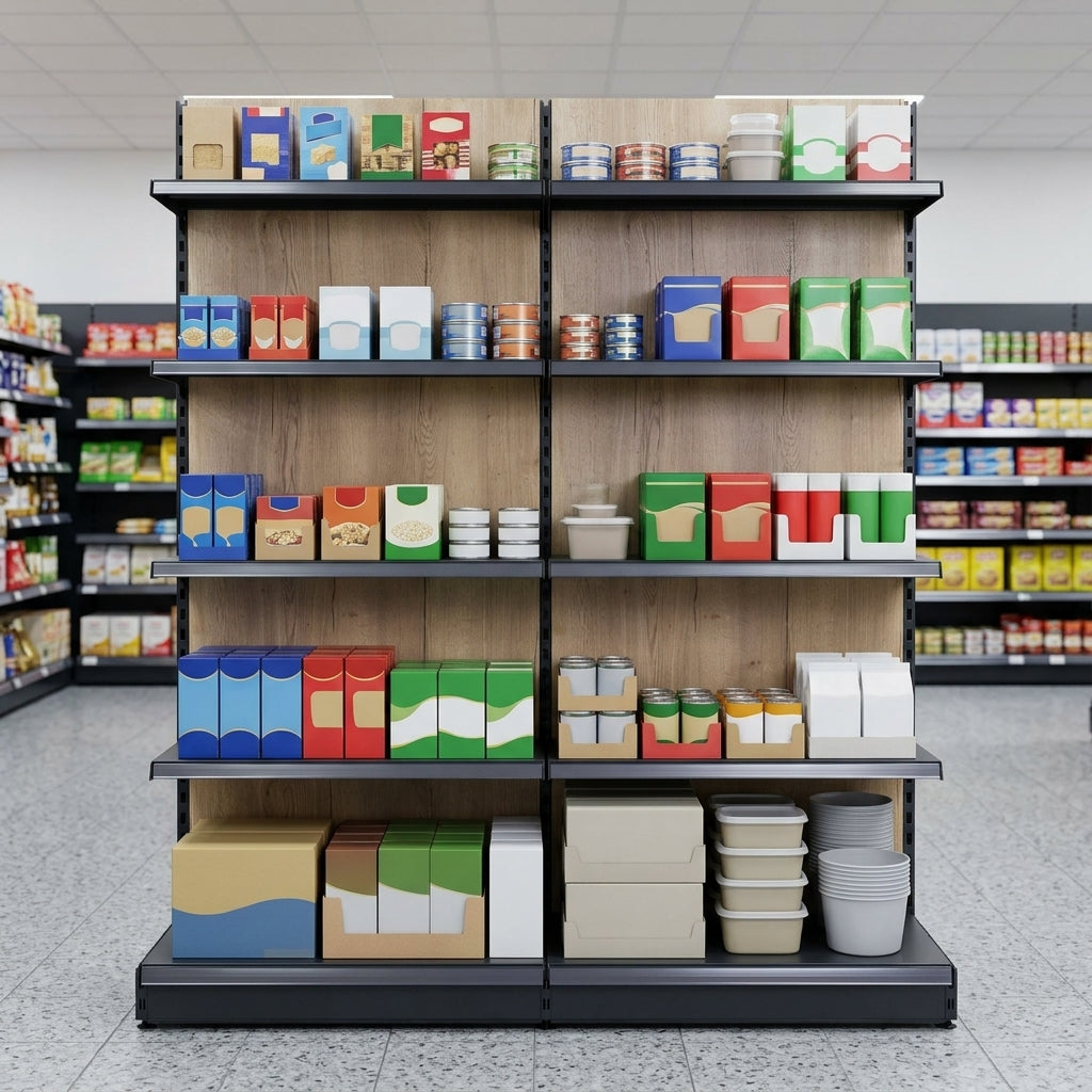 2.1m High Wood Effect Wall Bay Shelving 470mm Base