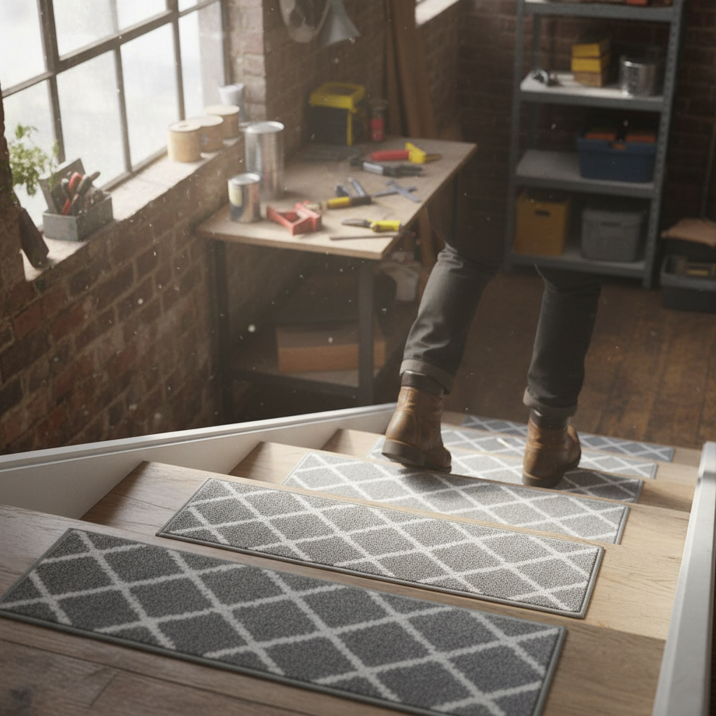 Premium Non-Slip Self-Adhesive Stair Treads 22x70cm - Washable Indoor Carpet for Safety and Comfort