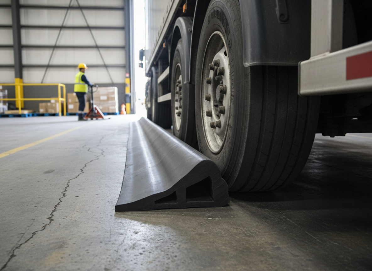 Premium Rubber Wheel Chock for Vehicle and Industrial Use, Dimensions 157 x 72 x 1000 mm, Lightweight and Versatile