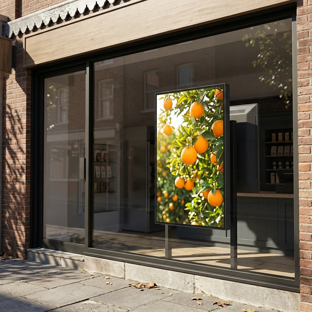 Ultra-high brightness sunlight readable window display 2500cd/m² 43–75″