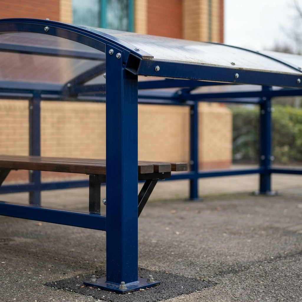 Multi-use smoking shelter, 1950mm roof depth, 3–9m lengths (view 2)