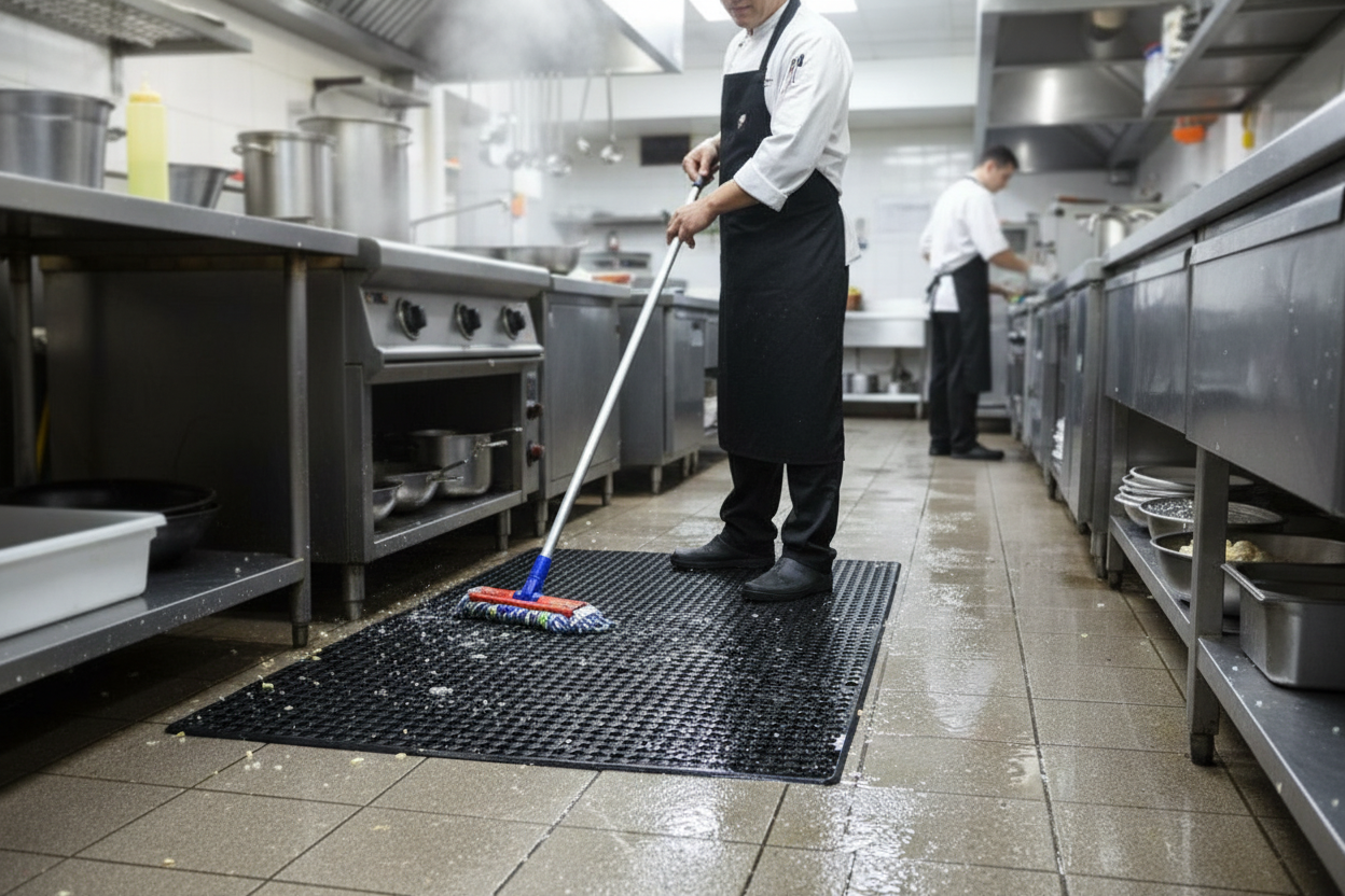 Premium Heavy Duty Multi-Purpose Mat with Anti-Slip Surface, Drainage Channels, and Bevelled Edge for Indoor and Outdoor Use