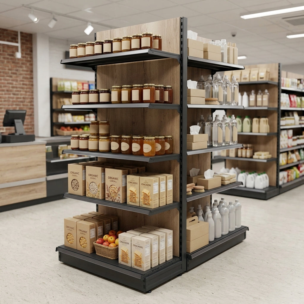 1.8m High Wood Effect End Bay Shelving 500–1000mm Width
