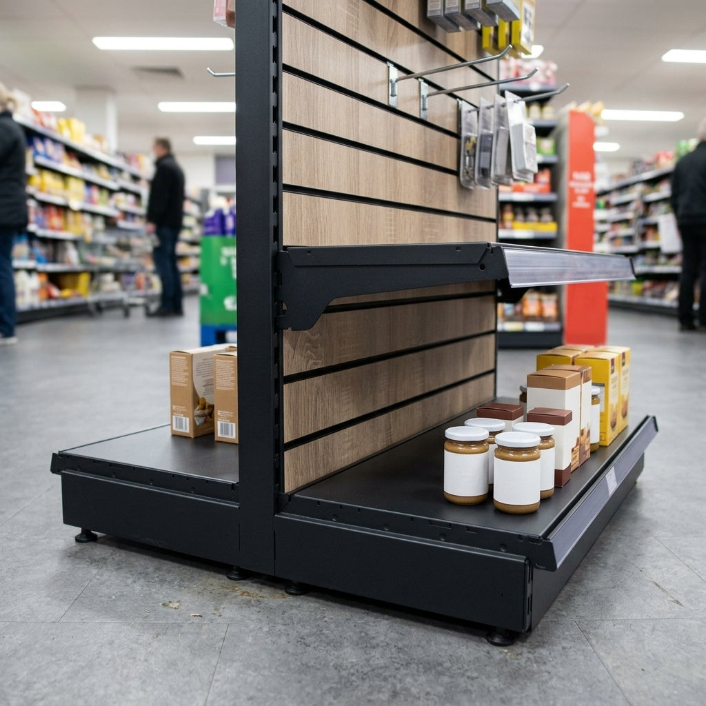 2.1m Wood Effect End Bay Display 470mm Shelf – 500–1000mm Width (view 2)