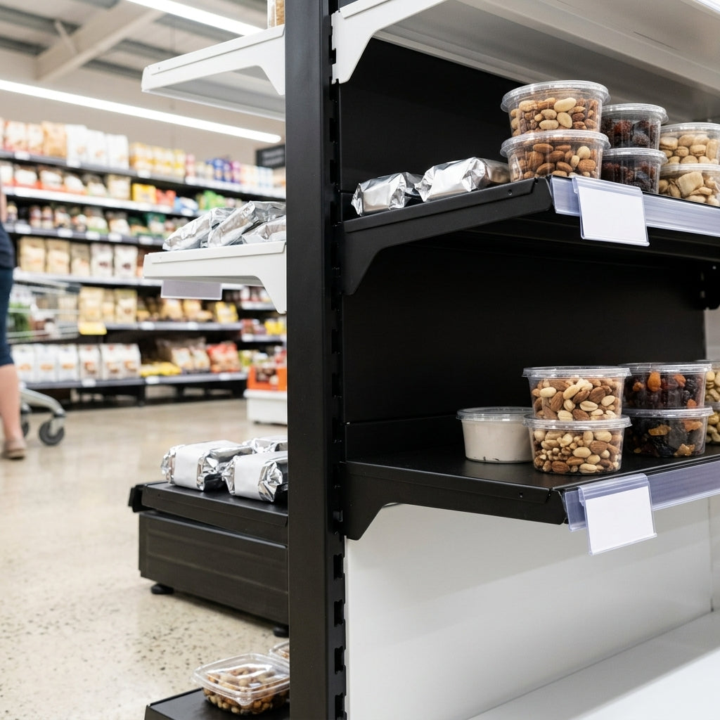 2.1m End Promo Bay with 370mm Base Shelf – Retail Display (view 2)