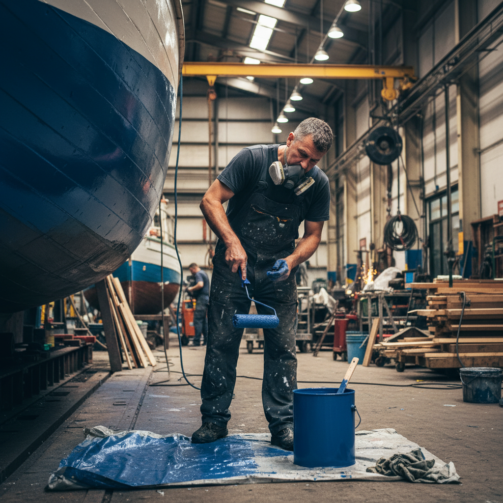 Premium Marine Boat & Barge Paint - Flexible Polyurethane-Based Blue Enamel for Exceptional Weather Resistance and Safety