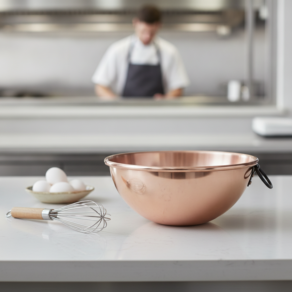 Copper Egg Whites Bowl 260mm for Efficient Mixing