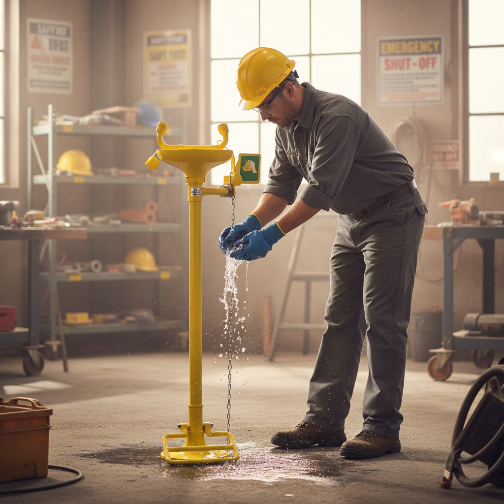Pedestal Mounted Emergency Eye Wash - PMEW-DC || Dual Control