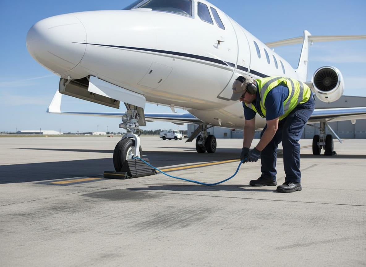 Premium Rubber Aircraft Wheel Chock with Carry Rope, 170 x 155 x 333 mm, 9 kg Heavy Duty Design
