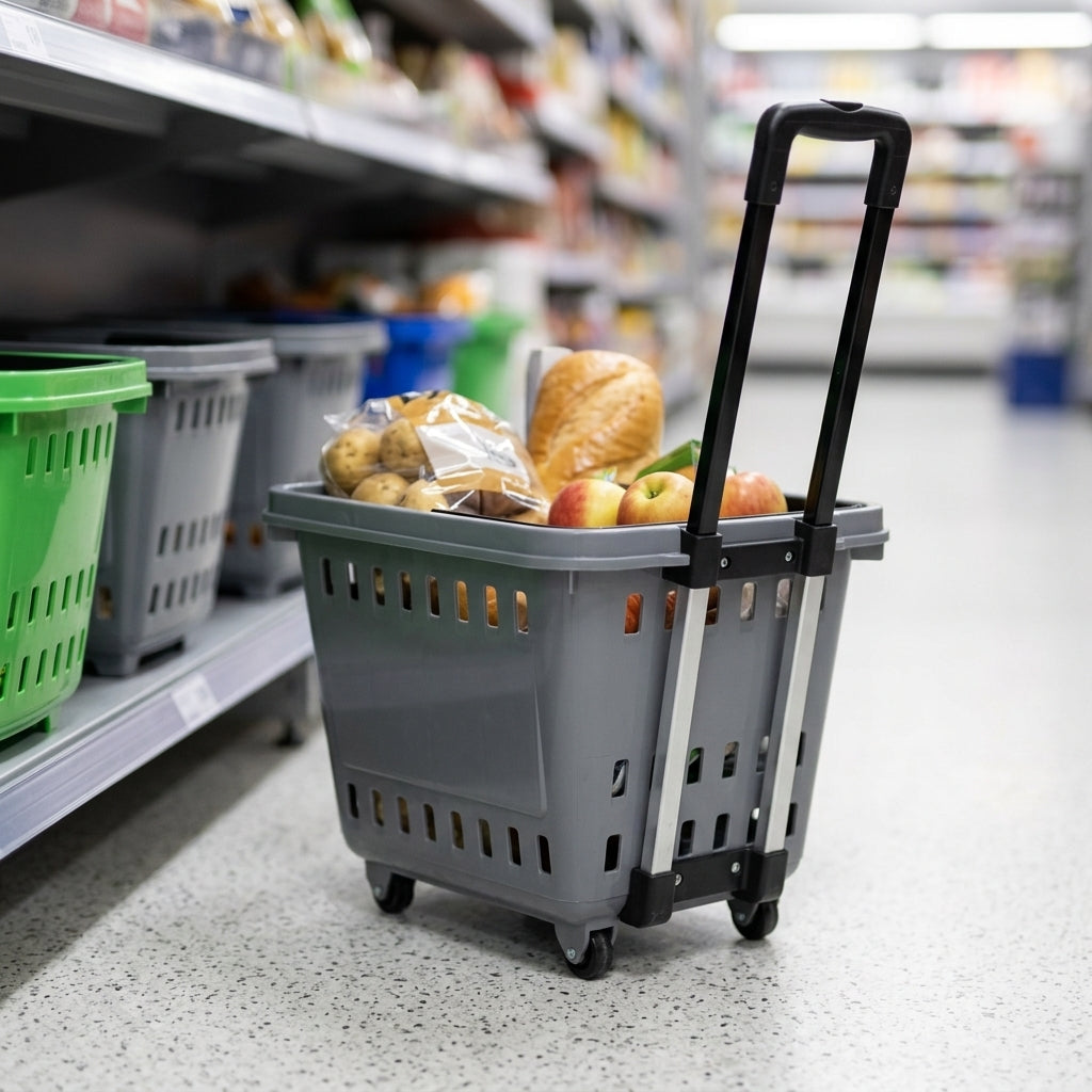 Rolling Shopping Basket 40L or 55L – Push Pull Trolley (view 2)
