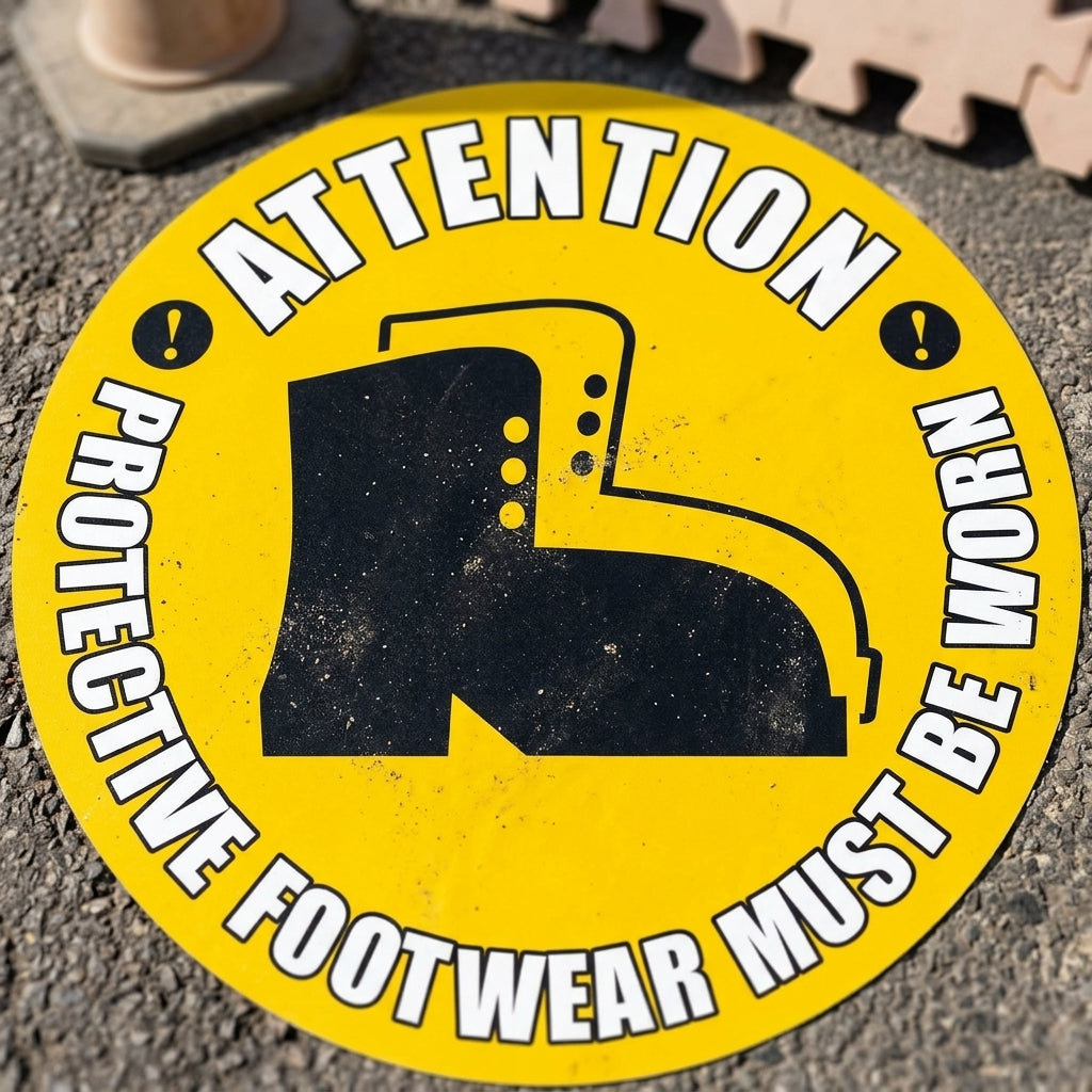 430mm floor sign – protective footwear must be worn (view 2)
