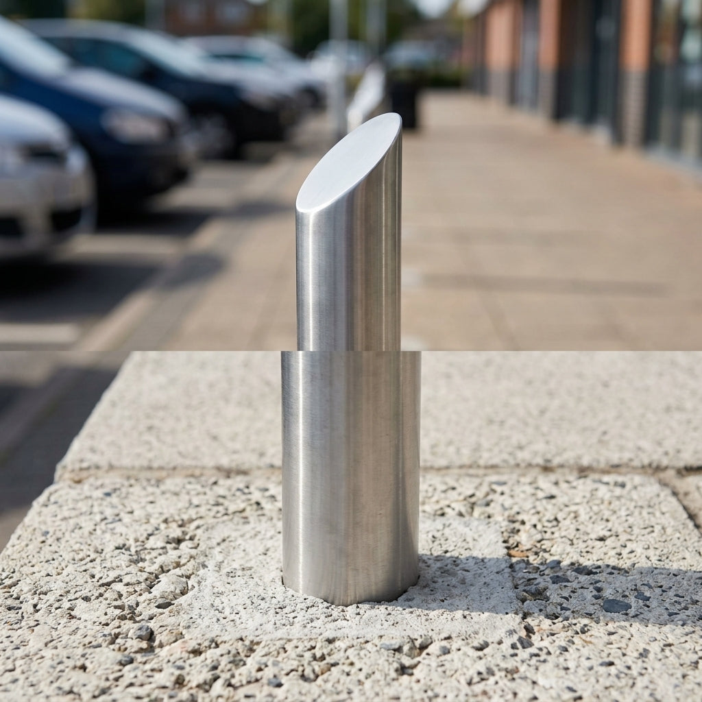 Mitre Top Stainless Steel Bollard 304 Grade – Multiple Diameters (view 2)