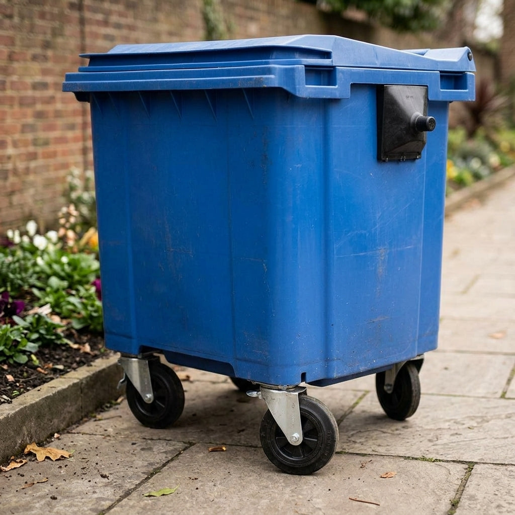 1100L flat top wheelie bin with 4 wheels (view 2)