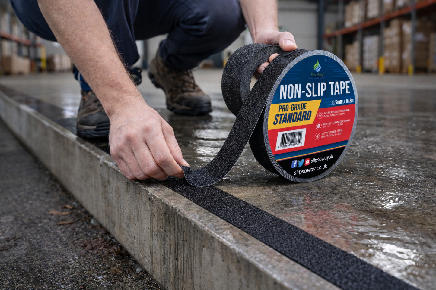 Premium Anti-Slip Tape Roll 25mm x 18.3m - Industrial-Grade Traction for Safe Indoor/Outdoor Surfaces