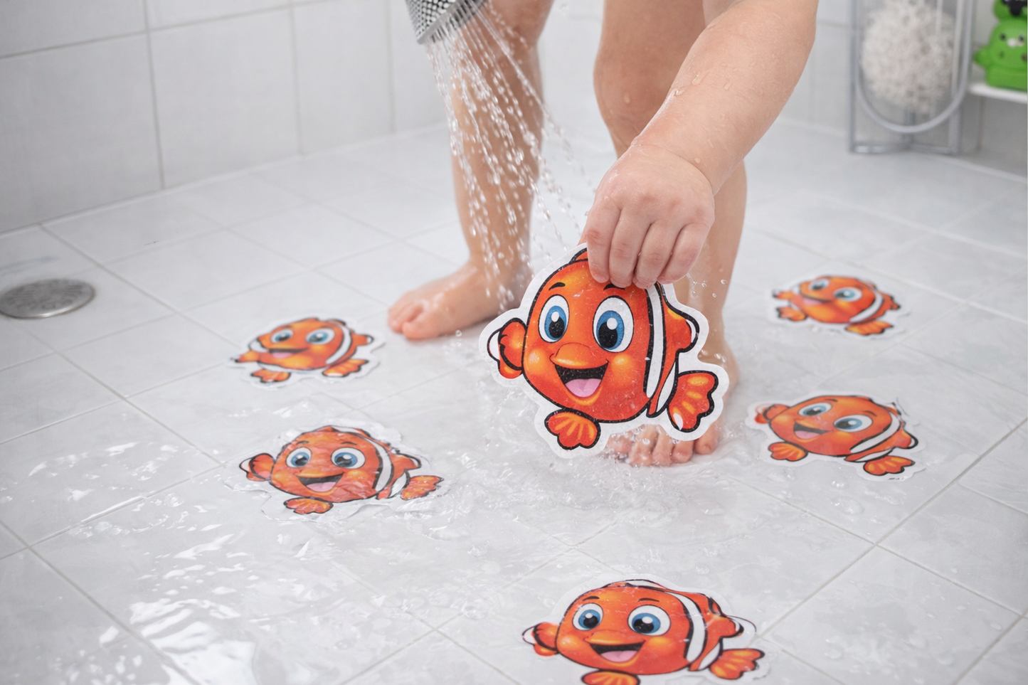Premium Anti-Slip Kids Bath Stickers - 5 Pack of Colorful Clownfish Designs for Safe Bathing