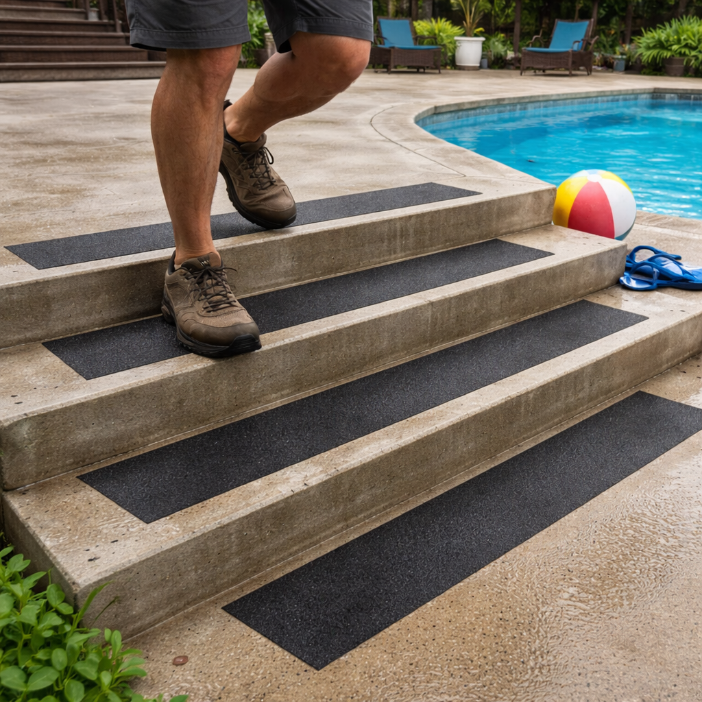 Premium Anti-Slip Grip Tape - 10 Pre-Cut Treads 24" x 6" for Indoor and Outdoor Use