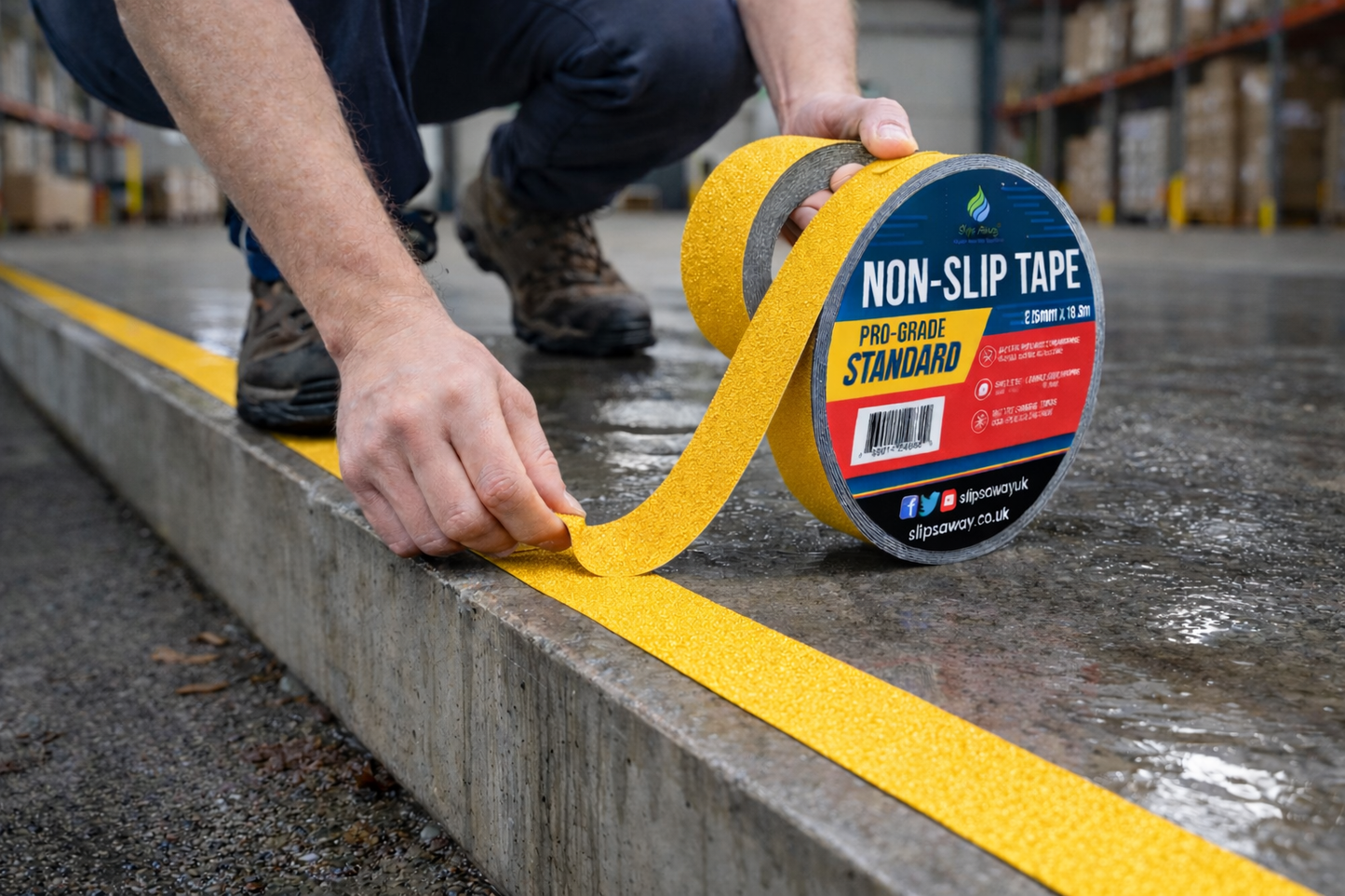 Premium Anti-Slip Tape Roll 25mm x 18.3m - Industrial-Grade Traction for Safe Indoor/Outdoor Surfaces