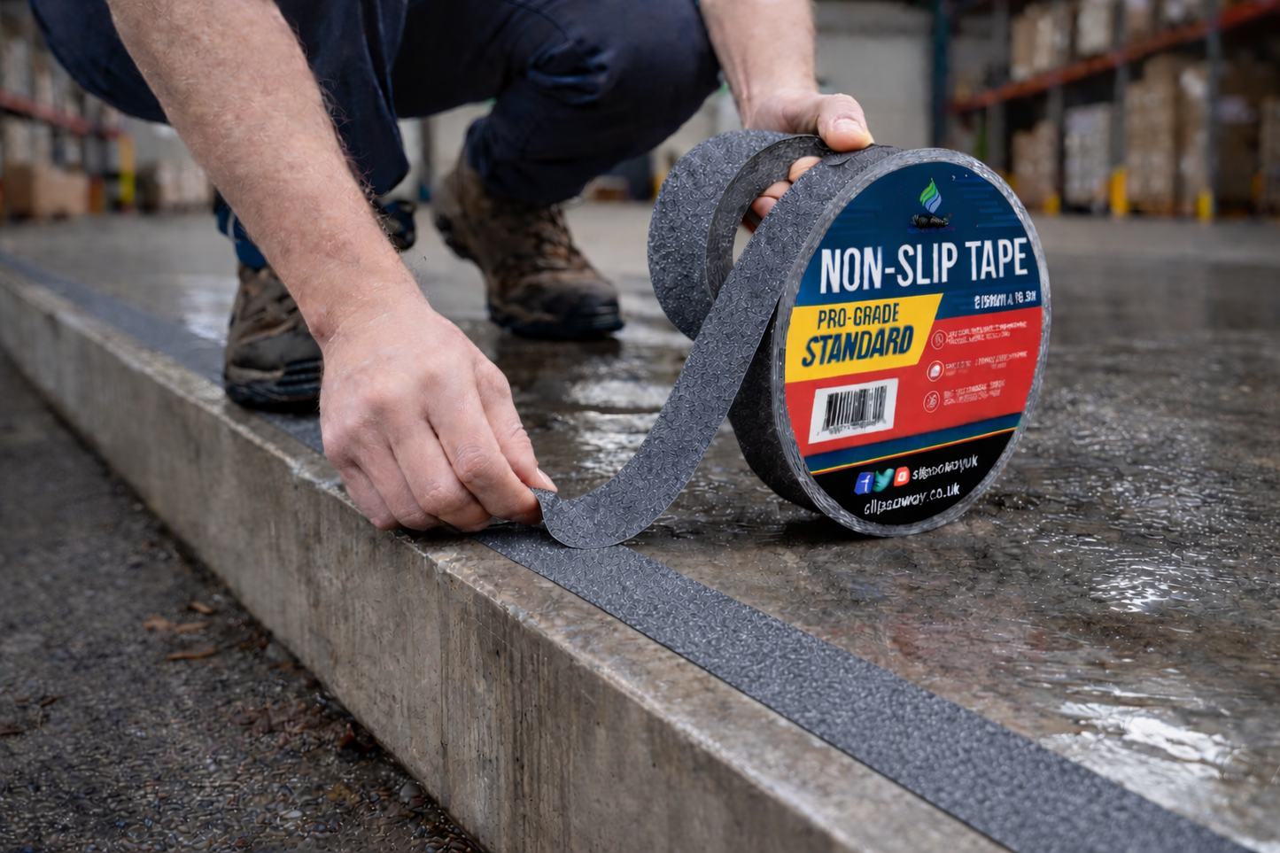 Premium Anti-Slip Tape Roll 25mm x 18.3m - Industrial-Grade Traction for Safe Indoor/Outdoor Surfaces