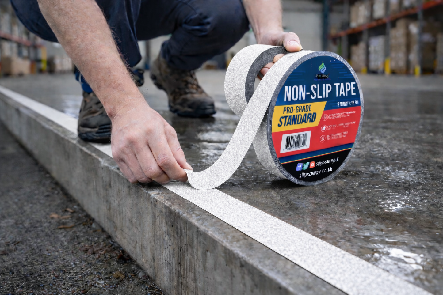 Premium Anti-Slip Tape Roll 25mm x 18.3m - Industrial-Grade Traction for Safe Indoor/Outdoor Surfaces