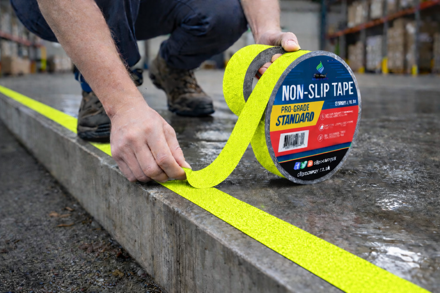 Premium Anti-Slip Tape Roll 25mm x 18.3m - Industrial-Grade Traction for Safe Indoor/Outdoor Surfaces